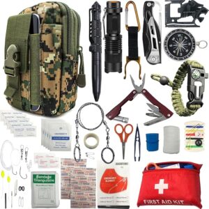 Survival Kit - All-in-One Survival Gear and Supplies for Camping, Hiking, Hunting, and Car Emergencies - Essential Tools, Great Gift for Men, Fathers, Boyfriends, Boys, Dads and Scouts